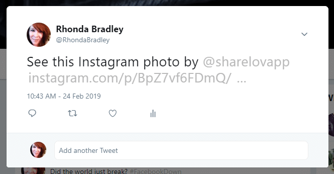 Sharing Instagram post on Twitter